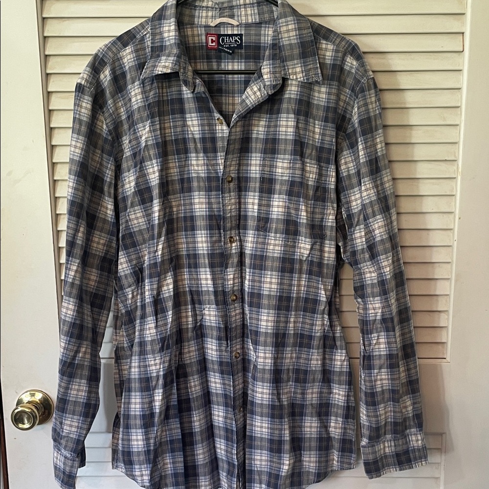Chaps Blue and White Checkered Shirt